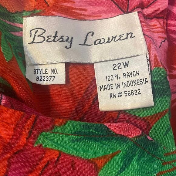 Betsy Lauren 22W Sleeveless Maxi Dress Floral Hawaiian Print 100% Rayon - Picture 4 of 5